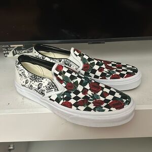 Custom made Vans Pisces zodiac sign with Rich Deep red roses. Never worn.